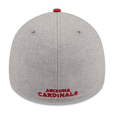 Men's New Era Heather Gray/Cardinal Arizona Cardinals Striped 39THIRTY Flex Hat