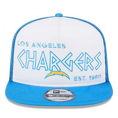 Men's New Era White/Powder Blue Los Angeles Chargers Banger 9FIFTY Trucker Snapback Hat