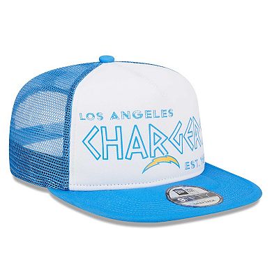 Men's New Era White/Powder Blue Los Angeles Chargers Banger 9FIFTY Trucker Snapback Hat