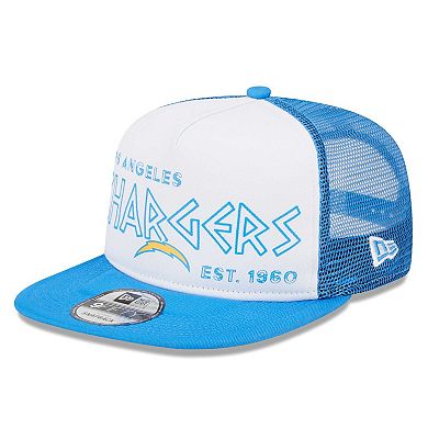 Men's New Era White/Powder Blue Los Angeles Chargers Banger 9FIFTY Trucker Snapback Hat