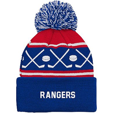 Infant Blue New York Rangers Face-Off Cuffed Knit Hat with Pom
