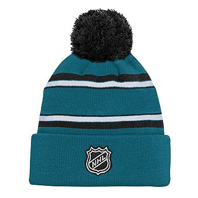 Youth San Jose Sharks Teal Jacquard Cuffed Knit Hat with Pom
