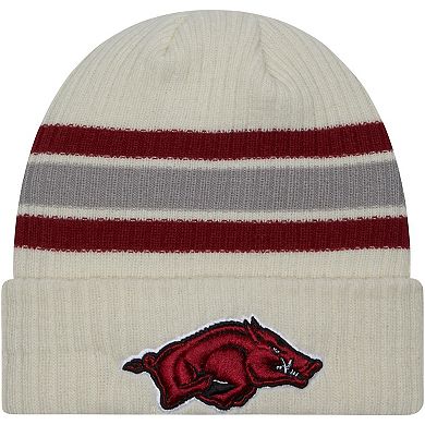 Men's New Era Cream Arkansas Razorbacks Vintage Cuffed Knit Hat