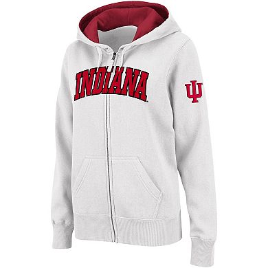 Women's Colosseum  White Indiana Hoosiers Arched Name Full-Zip Hoodie