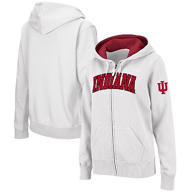Women's Colosseum White Indiana Hoosiers Arched Name Full-Zip Hoodie