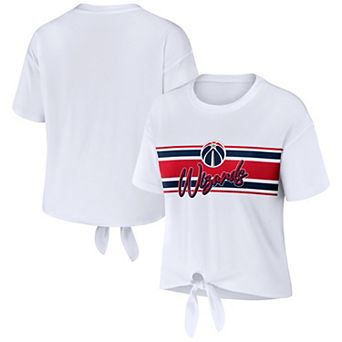Women's WEAR by Erin Andrews White Washington Wizards Tie-Front T-Shirt
