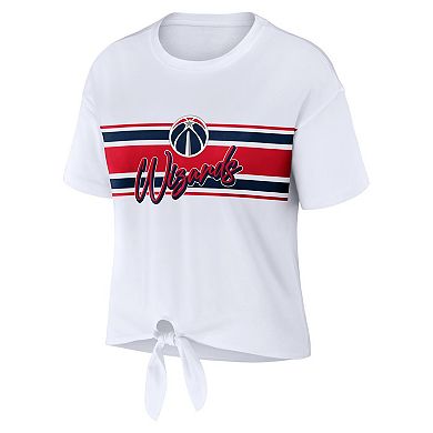 Women's WEAR by Erin Andrews White Washington Wizards Tie-Front T-Shirt