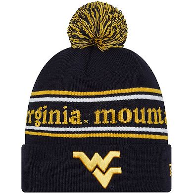 Men's New Era Navy West Virginia Mountaineers Marquee Cuffed Knit Hat with Pom