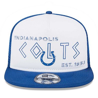 Men's New Era White/Royal Indianapolis Colts Banger 9FIFTY Trucker Snapback Hat