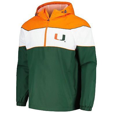 Men's G-III Sports by Carl Banks Green Miami Hurricanes Center Line Half-Zip Raglan Hoodie Jacket