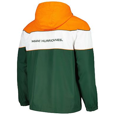 Men's G-III Sports by Carl Banks Green Miami Hurricanes Center Line Half-Zip Raglan Hoodie Jacket