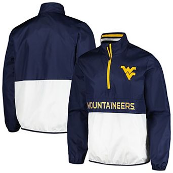 Men's G-III Sports by Carl Banks Navy West Virginia Mountaineers Cornerman Half-Zip Top