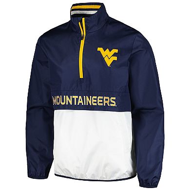 Men's G-III Sports by Carl Banks Navy West Virginia Mountaineers Cornerman Half-Zip Top