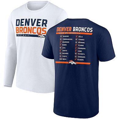 Men's Fanatics Branded Navy/White Denver Broncos Two-Pack 2023 Schedule T-Shirt Combo Set