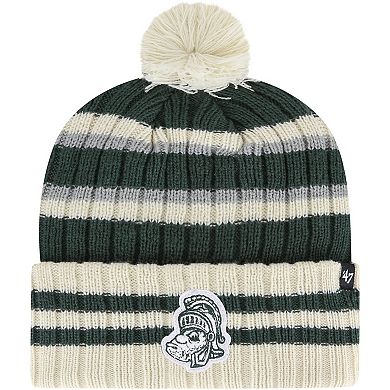 Men's '47 Green Michigan State Spartans No Huddle Cuffed Knit Hat with Pom