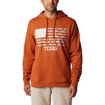 Men's Columbia Burnt Orange Texas Longhorns PFG Fish Flag II Pullover Hoodie