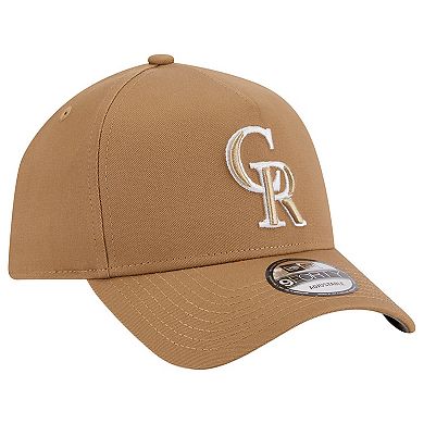 Men's New Era Khaki Colorado Rockies A-Frame 9FORTY Adjustable Hat
