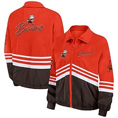 Men's Starter Brown/Orange Cleveland Browns Locker Room Throwback Satin  Varsity Full-Snap Jacket