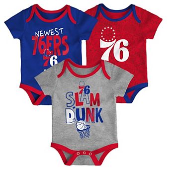Infant Royal/Red/Gray Philadelphia 76ers Slam Dunk 3 pc Bodysuit Set