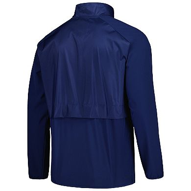Men's adidas Navy Rhode Island Rams Sideline AEROREADY Raglan Quarter-Zip Jacket