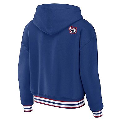 Women's WEAR by Erin Andrews Royal New York Giants Plus Size Lace-Up Pullover Hoodie
