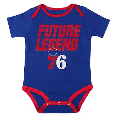 Infant Royal/Red/Gray Philadelphia 76ers Bank Shot Bodysuit, Hoodie T-Shirt & Shorts Set