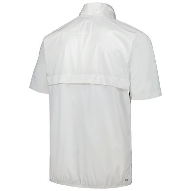 Men's adidas White Wyoming Cowboys Sideline AEROREADY Raglan Short Sleeve Quarter-Zip Jacket