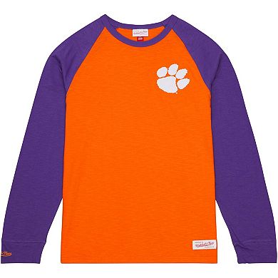 Men's Mitchell & Ness Orange Clemson Tigers Legendary Slub Raglan Long Sleeve T-Shirt