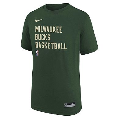 Youth Nike Hunter Green Milwaukee Bucks Essential Practice T-Shirt