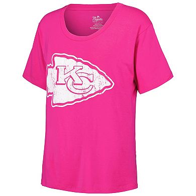 Women's Majestic Threads Patrick Mahomes Pink Kansas City Chiefs Name & Number T-Shirt