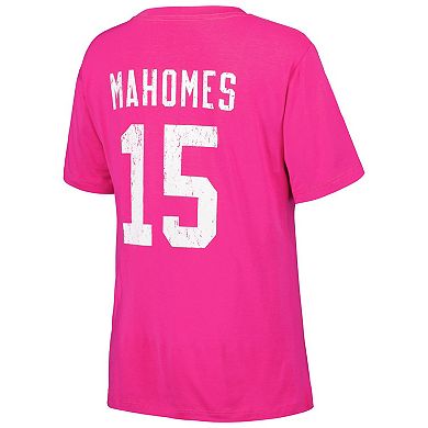 Women's Majestic Threads Patrick Mahomes Pink Kansas City Chiefs Name & Number T-Shirt