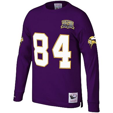 Men's Mitchell & Ness Randy Moss Purple Minnesota Vikings Big & Tall Retired Player Name & Number Long Sleeve Top