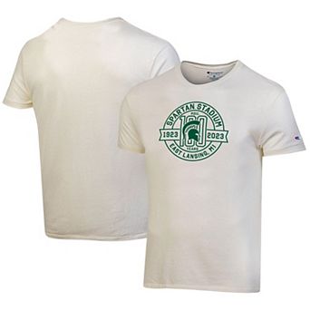 Men's Champion White Michigan State Spartans 100th Anniversary Spartan Stadium T-Shirt