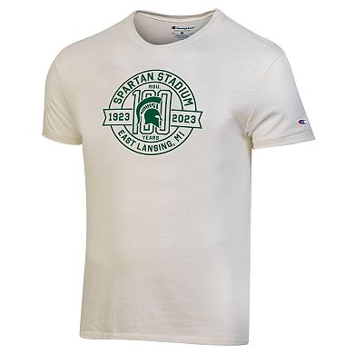 Men's Champion  White Michigan State Spartans 100th Anniversary Spartan Stadium T-Shirt