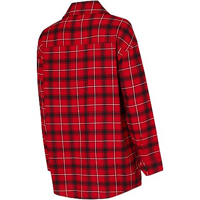 Women's College Concepts Red/Black Chicago Bulls Boyfriend Button-Up Nightshirt