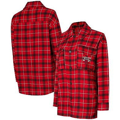 Women's College Concepts Red/Black Chicago Bulls Boyfriend Button-Up Nightshirt