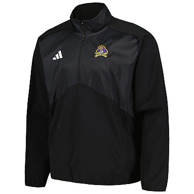 Men's adidas Black ECU Pirates Sideline AEROREADY Raglan Quarter-Zip Jacket