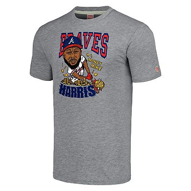 Men's Homage Michael Harris II Gray Atlanta Braves Caricature Tri-Blend T-Shirt
