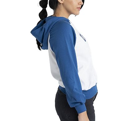 Women's Lusso White Chicago Cubs Marlowe Tri-Blend Raglan Pullover Hoodie