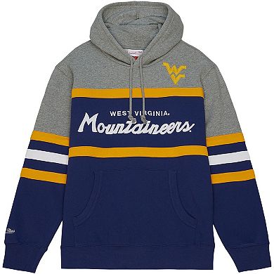 Men's Mitchell & Ness Navy West Virginia Mountaineers Head Coach Pullover Hoodie