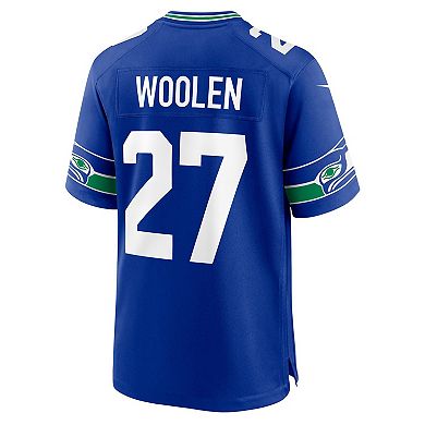 Men's Nike Tariq Woolen Royal Seattle Seahawks Throwback Player Game Jersey