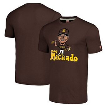 Men's Homage Manny Machado Brown San Diego Padres Caricature Tri-Blend T-Shirt