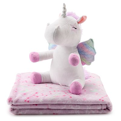 The Big One 2 Piece Kids Unicorn Pillow Buddy Throw Blanket Set