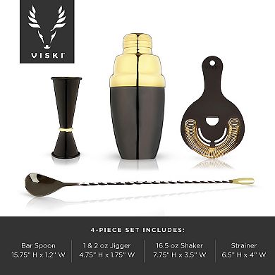 4-Piece Deco Barware Set in Two-Tone Viski®