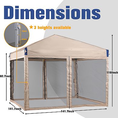 Aoodor Pop Up Canopy Tent with Removable Mesh Sidewalls