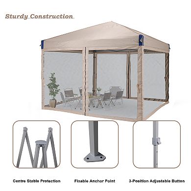 Aoodor Pop Up Canopy Tent with Removable Mesh Sidewalls