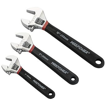 MAXPOWER Adjustable Wrench Set (6 in 8 in 10in), Double Dipped, 3 pc