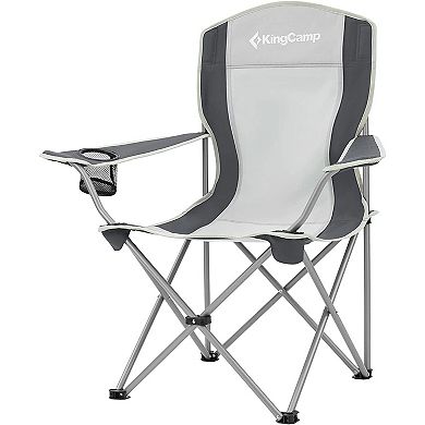 KingCamp Lightweight Folding Outdoor Camping Chair with Cupholder, Black/Grey