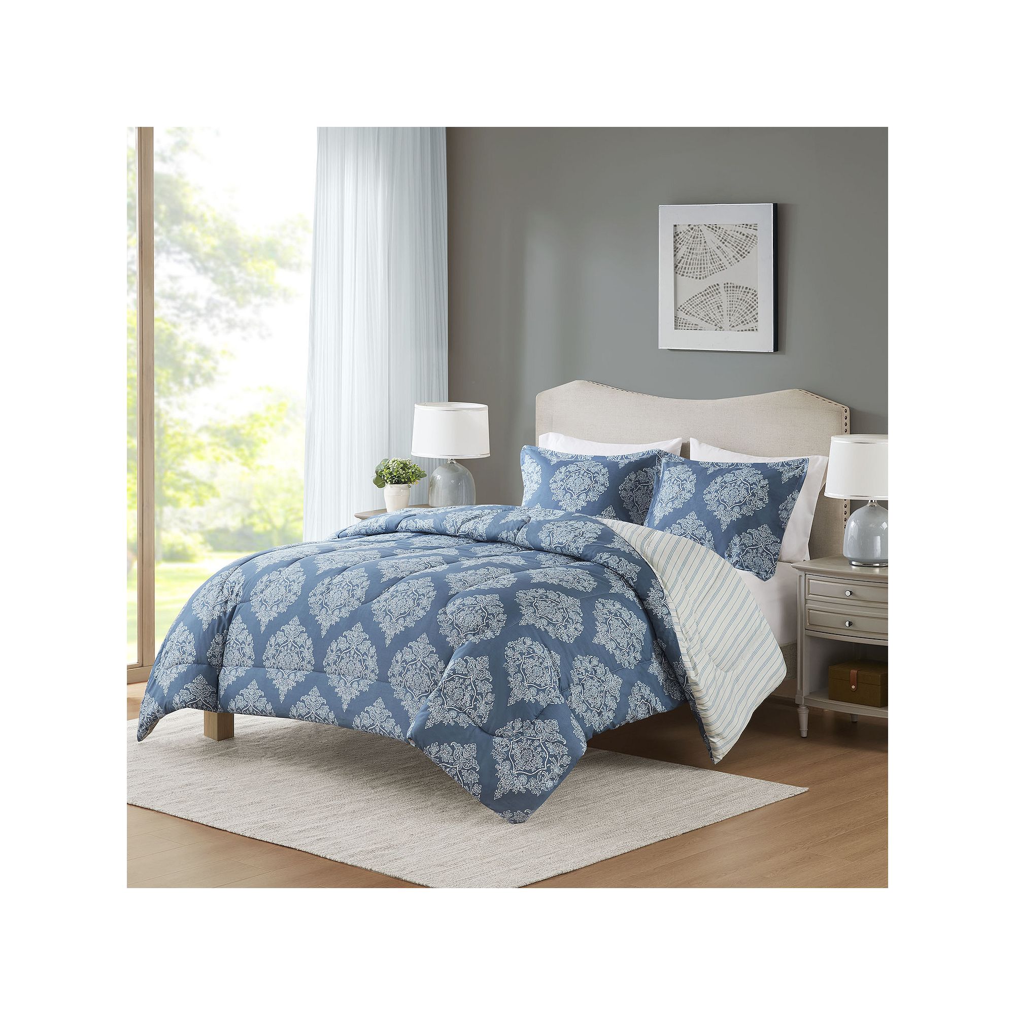 Madison Park Essentials Comforter Set, Block Print