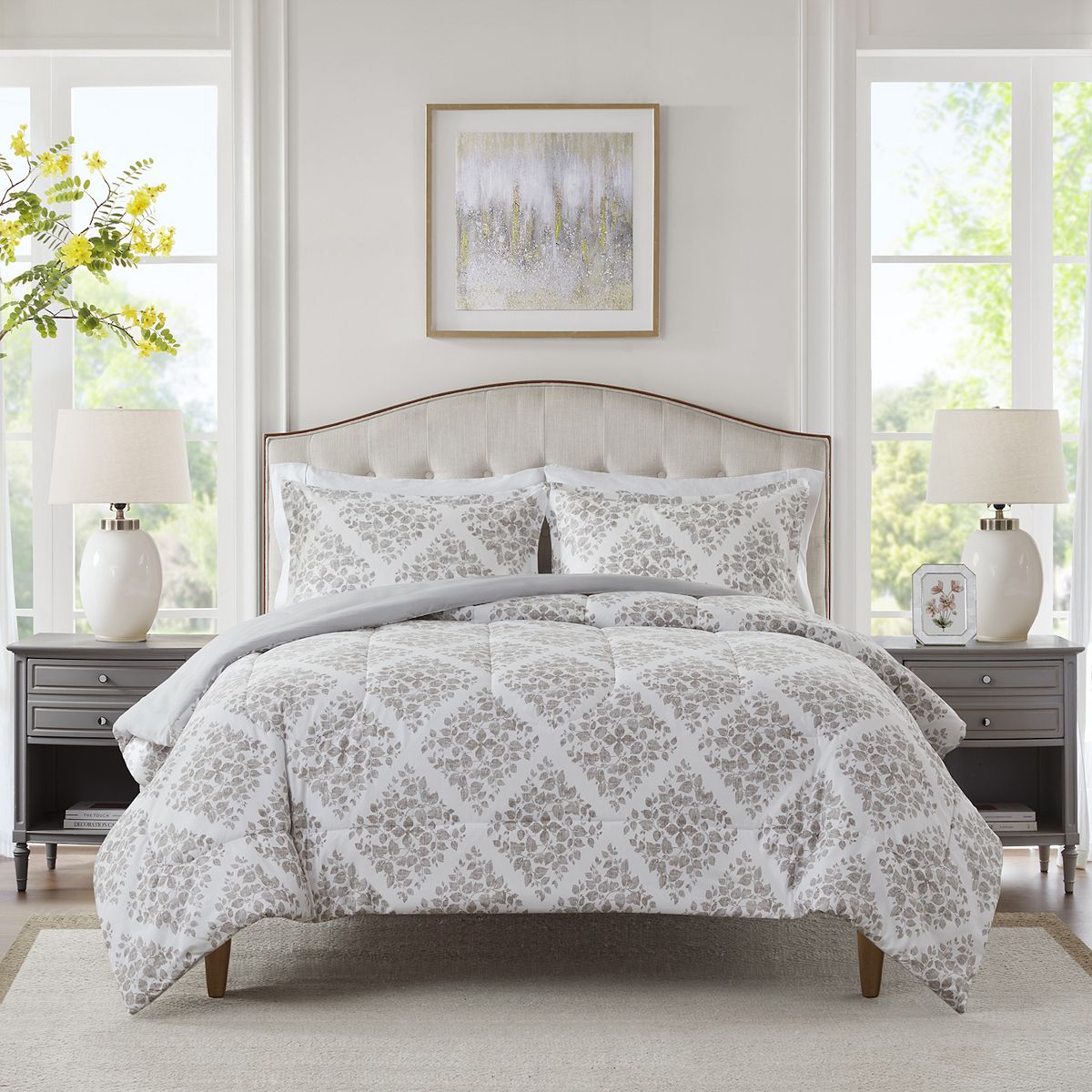 Madison Park Essentials Comforter Set - Gray Stamped Medallion, KING$55.99